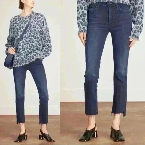 Mother Denim Insider Crop Step Fray Dark Straight Leg in Night Tripper Size 25 - Picture 13 of 14